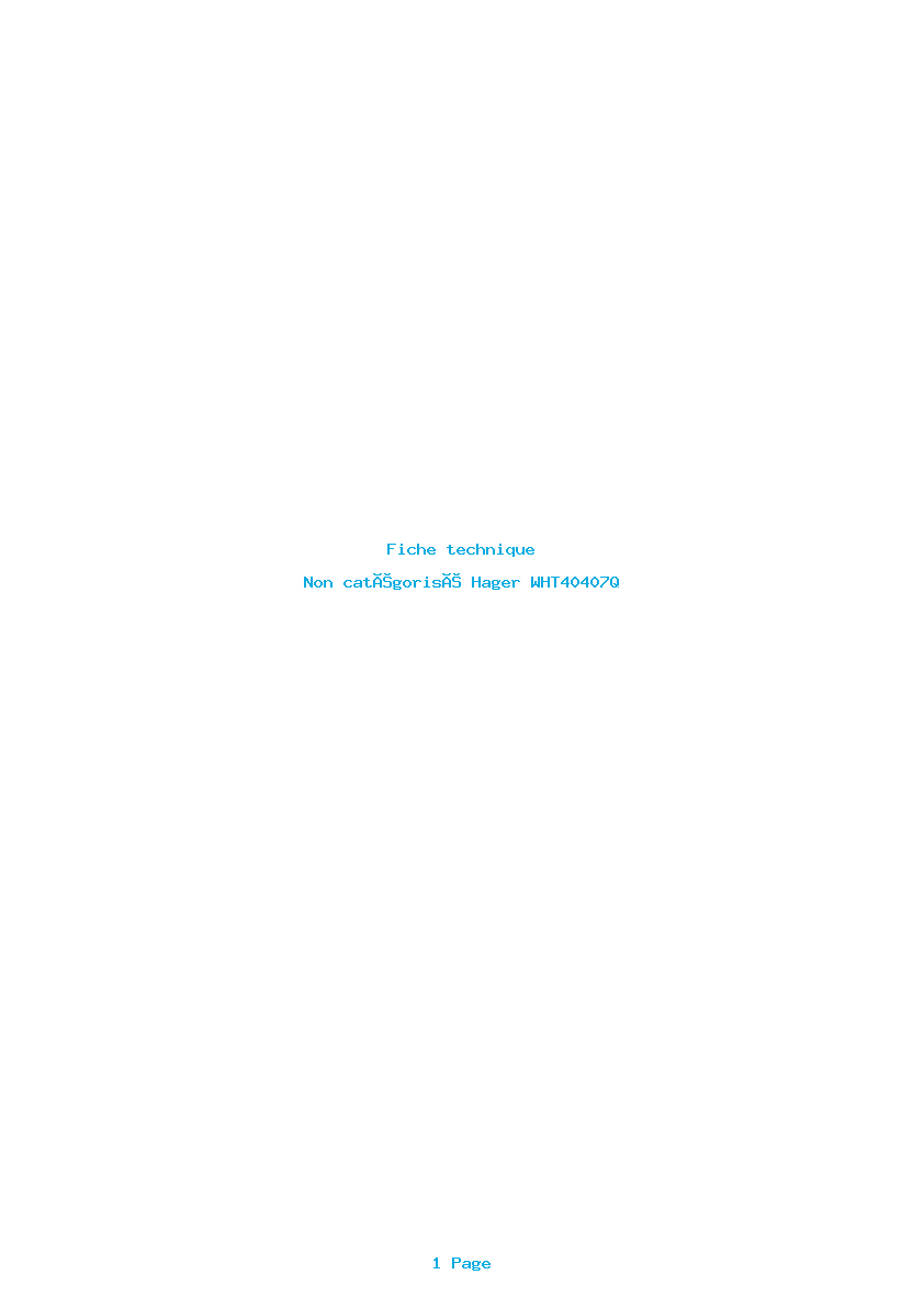 Page 1 de la notice Fiche technique Hager WHT40407Q