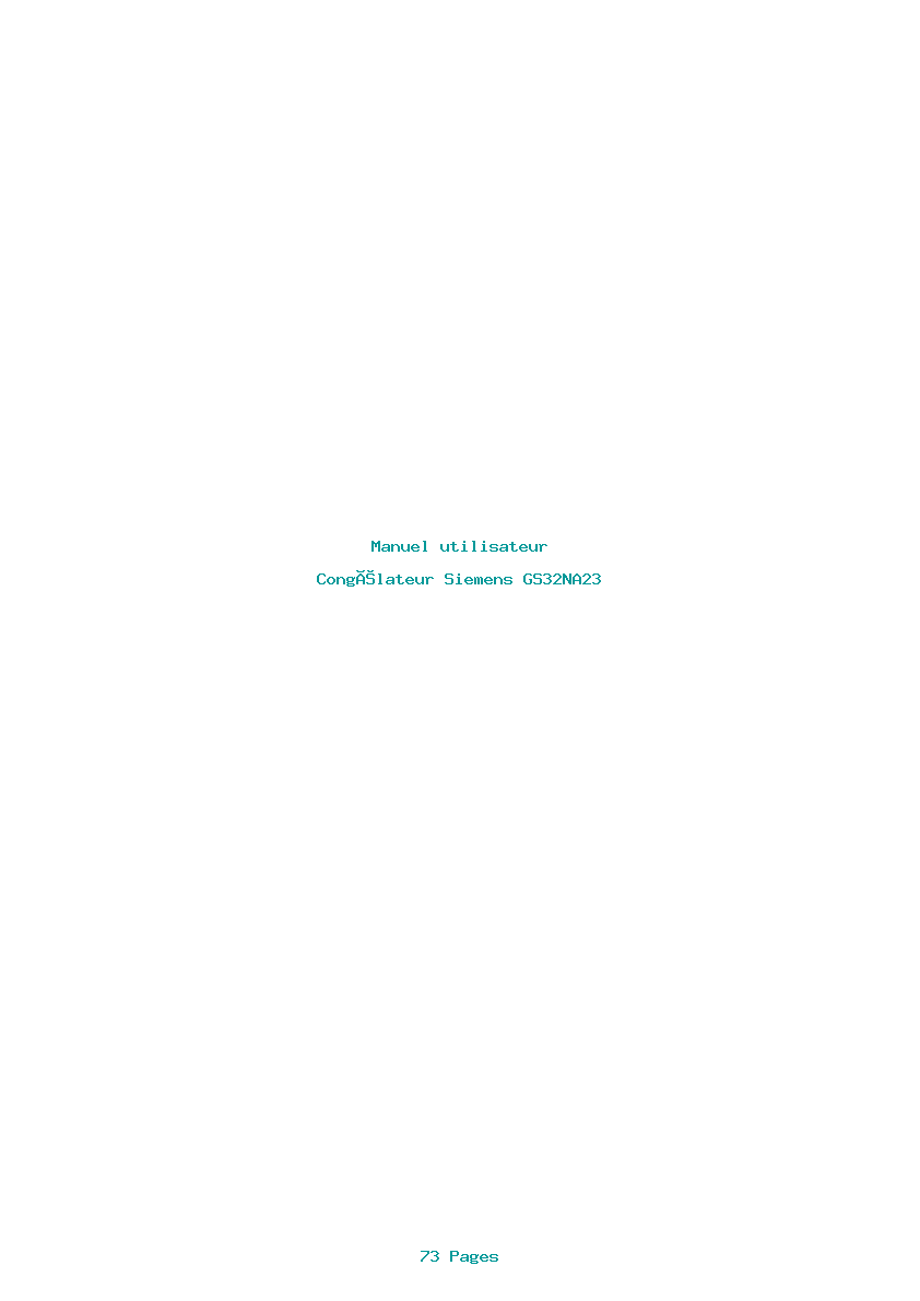 Page 1 de la notice Manuel utilisateur Siemens GS32NA23