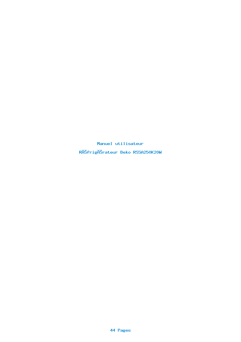 Page 1 de la notice Manuel utilisateur Beko RSSA250K20W