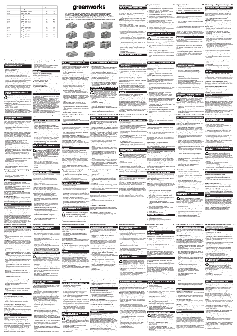 Page 1 de la notice Manuel utilisateur Greenworks G24B2