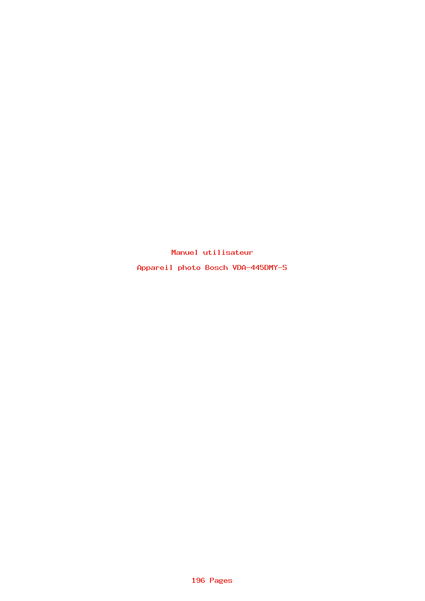 Page 1 de la notice Manuel utilisateur Bosch VDA-445DMY-S