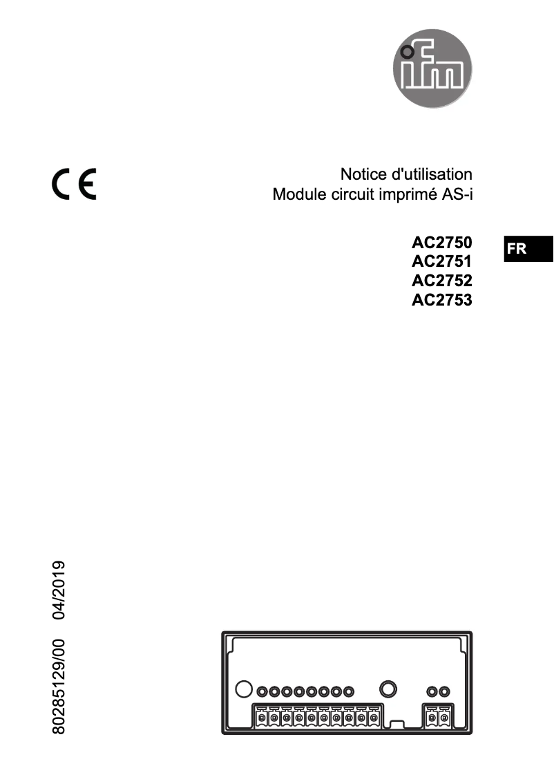 Page 1 de la notice Manuel utilisateur IFM AC2753