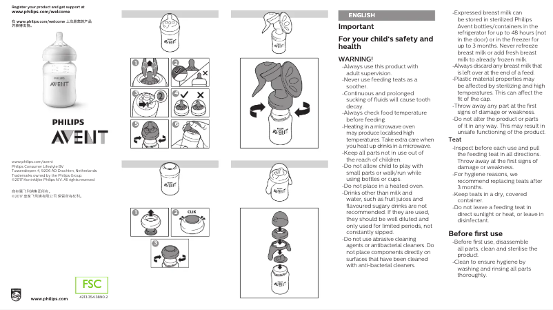 Page 1 of the manual User Manual Philips Avent SCF474