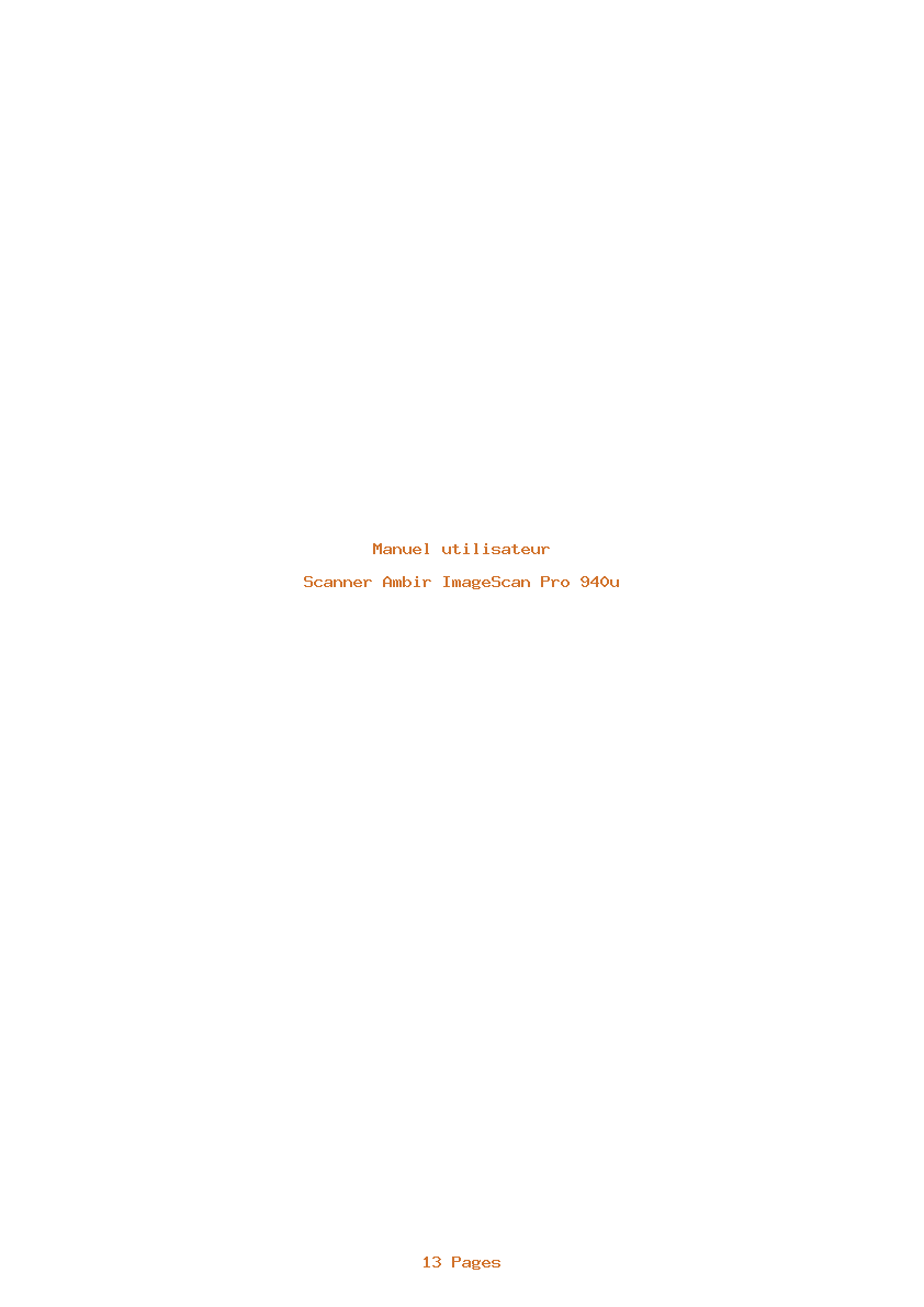 Page 1 de la notice Manuel utilisateur Ambir ImageScan Pro 940u