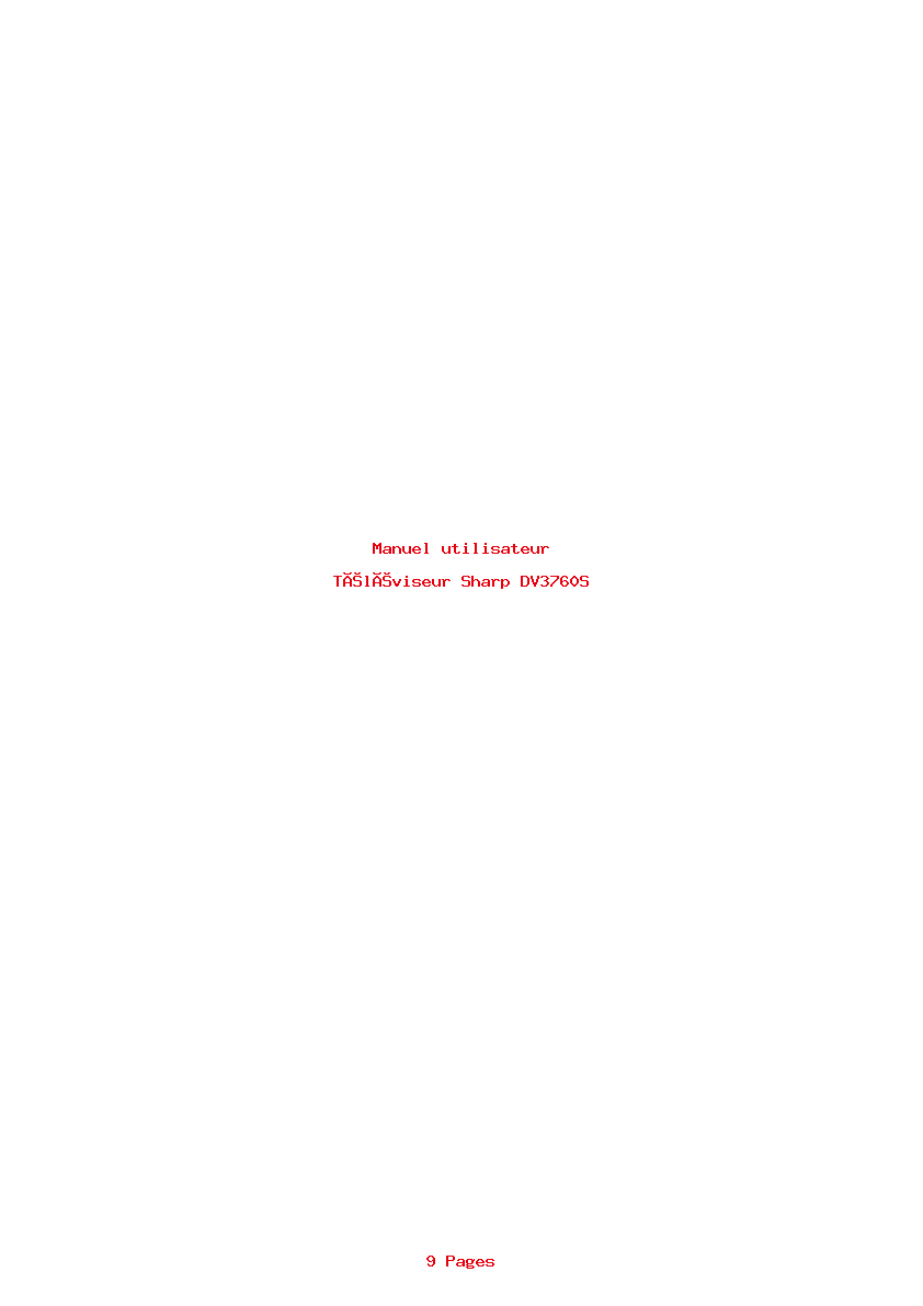 Page 1 de la notice Manuel utilisateur Sharp DV3760S