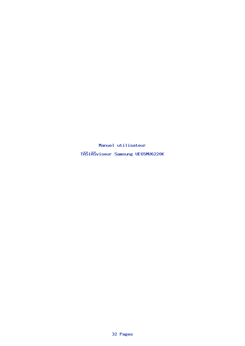 Page 1 de la notice Manuel utilisateur Samsung UE65MU6220K