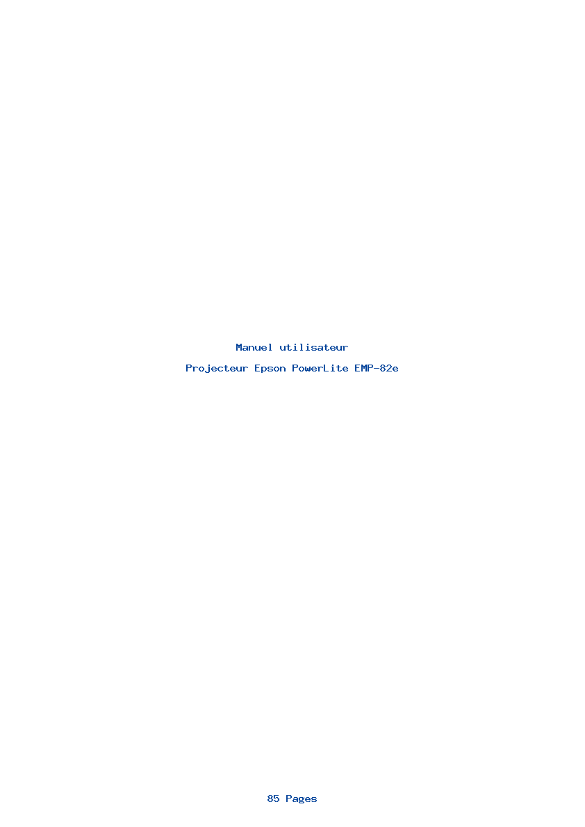 Page 1 de la notice Manuel utilisateur Epson PowerLite EMP-82e