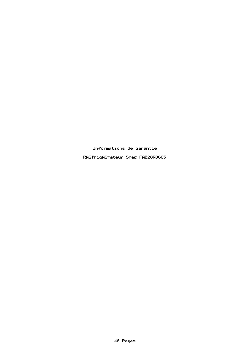 Page 1 de la notice Informations de garantie Smeg FAB28RDGC5