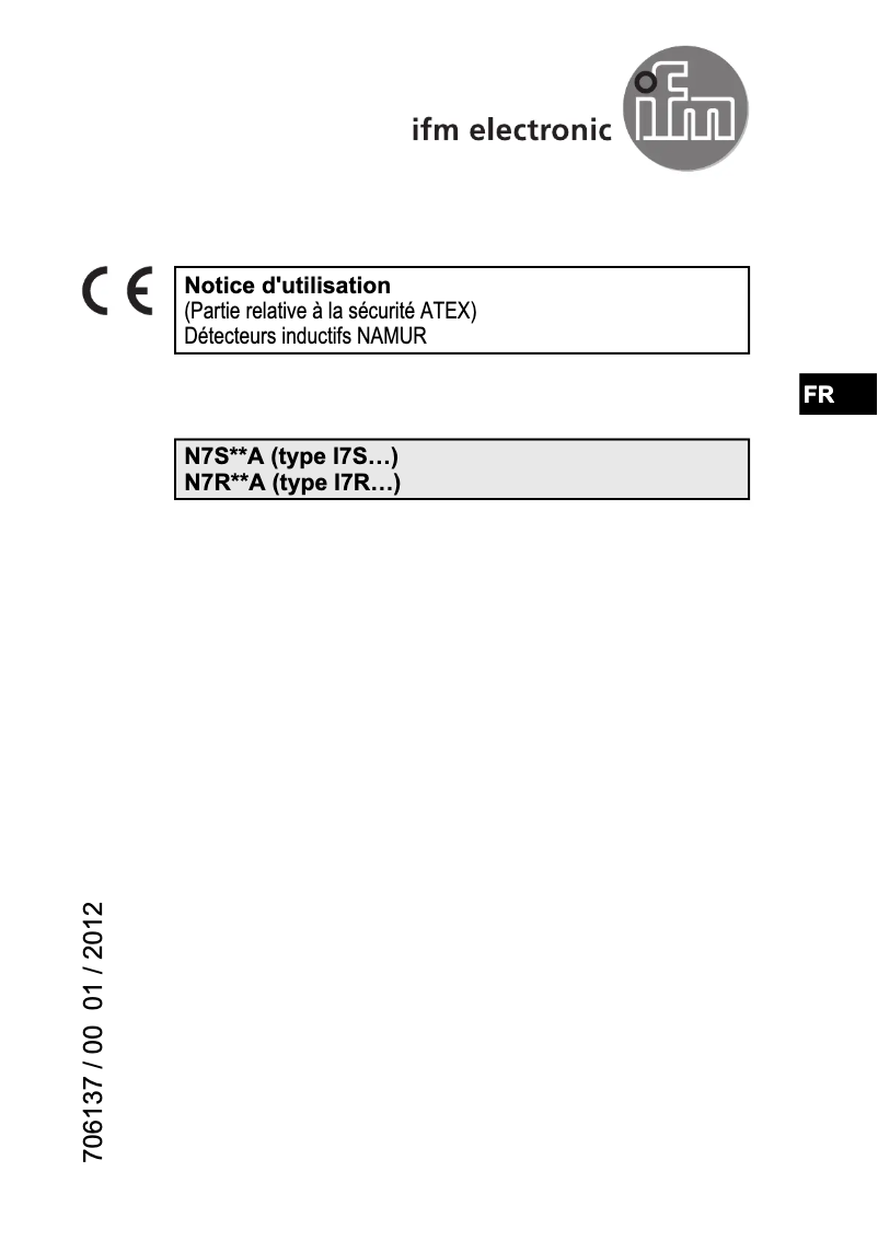 Page 1 de la notice Manuel utilisateur IFM N7S20A