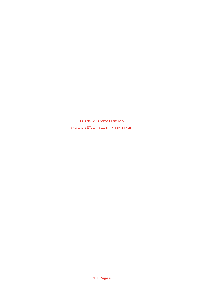 Page 1 de la notice Guide d'installation Bosch PIE651T14E