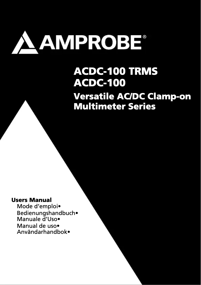 Page 1 de la notice Manuel utilisateur Amprobe ACDC-100