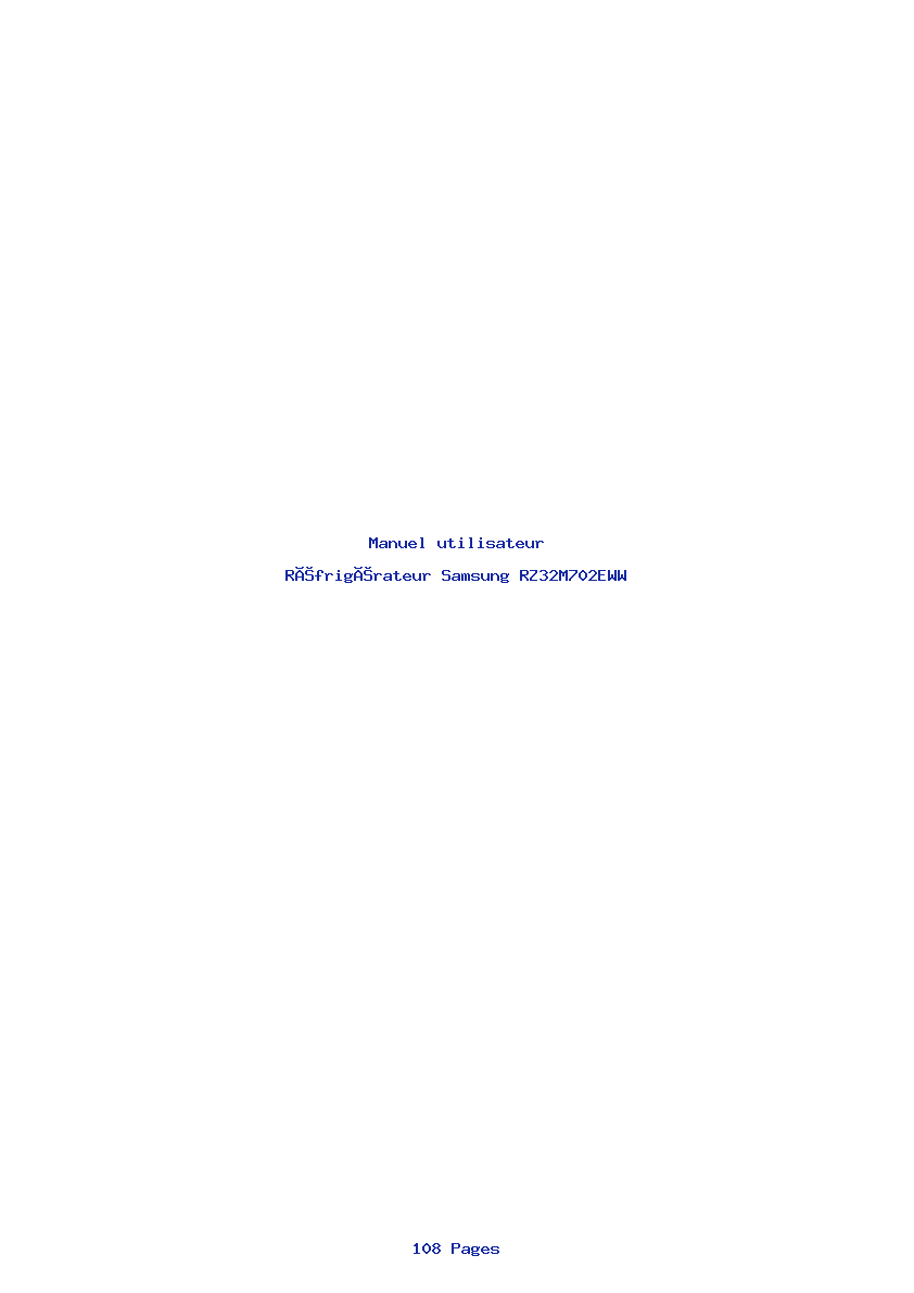 Page 1 de la notice Manuel utilisateur Samsung RZ32M702EWW