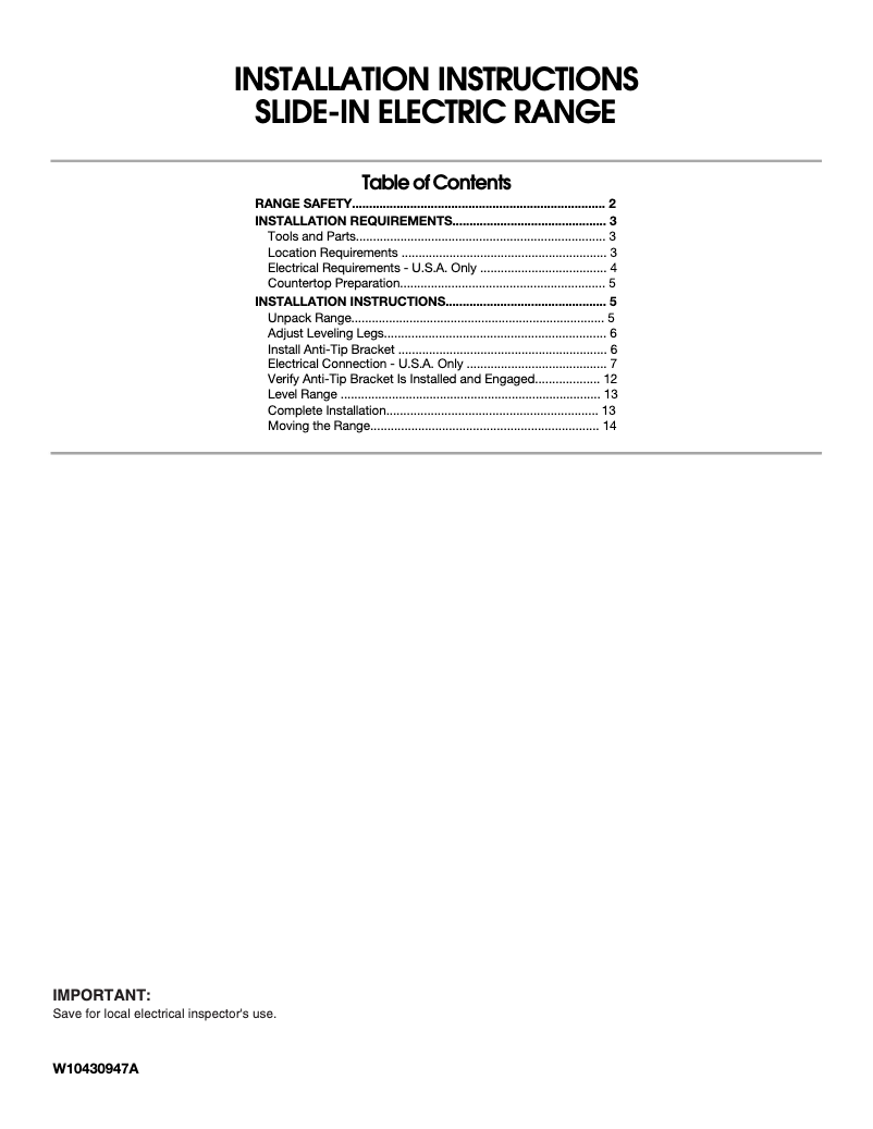 Página 1 del manual Instrucciones / montaje Whirlpool RY160LXTB