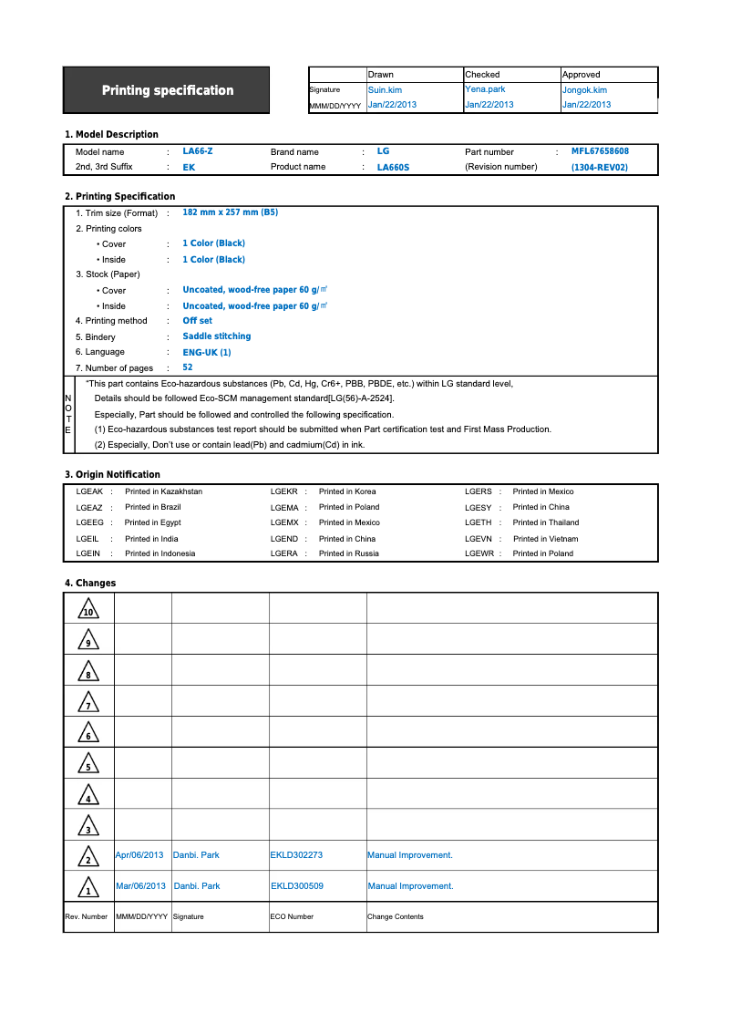 Page 1 de la notice Manuel utilisateur LG 32LN578V