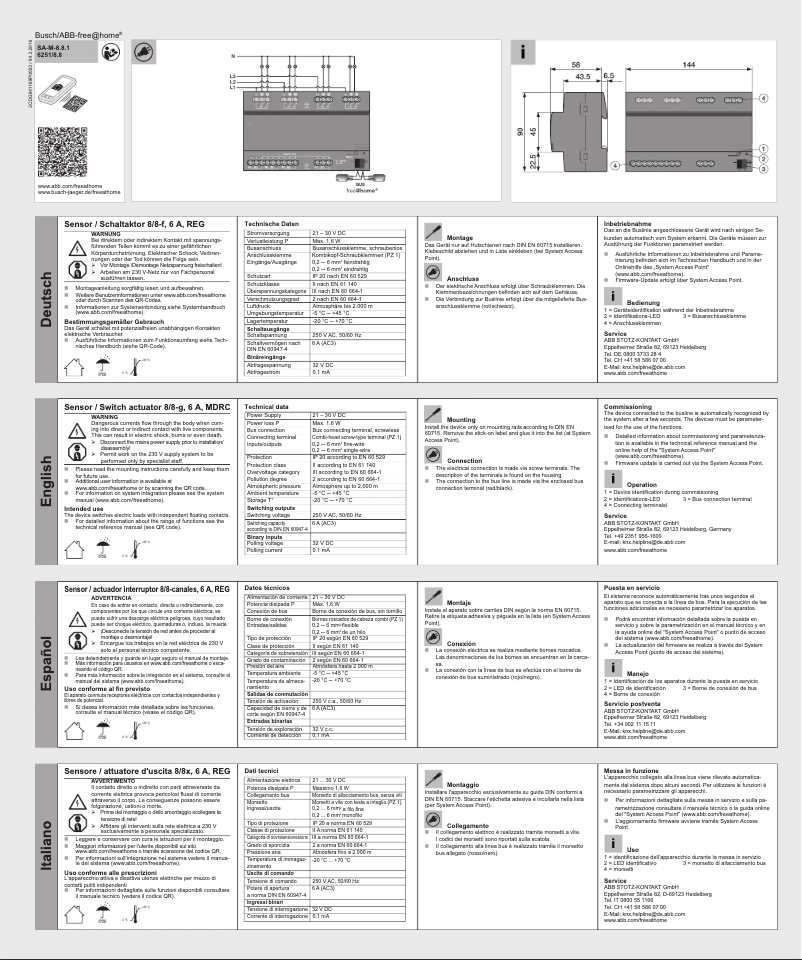 Page 1 de la notice Manuel utilisateur Busch-Jaeger 6251/8.8