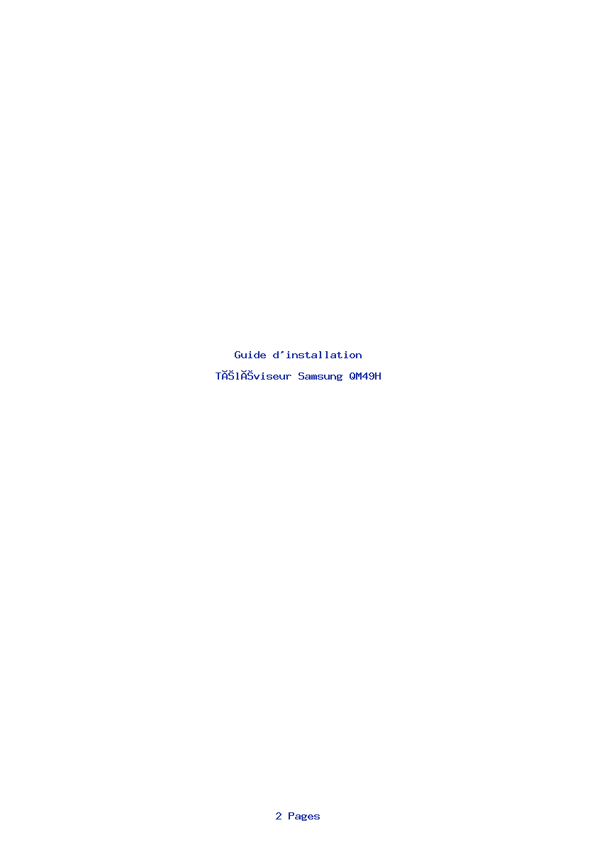 Page 1 de la notice Guide d'installation Samsung QM49H