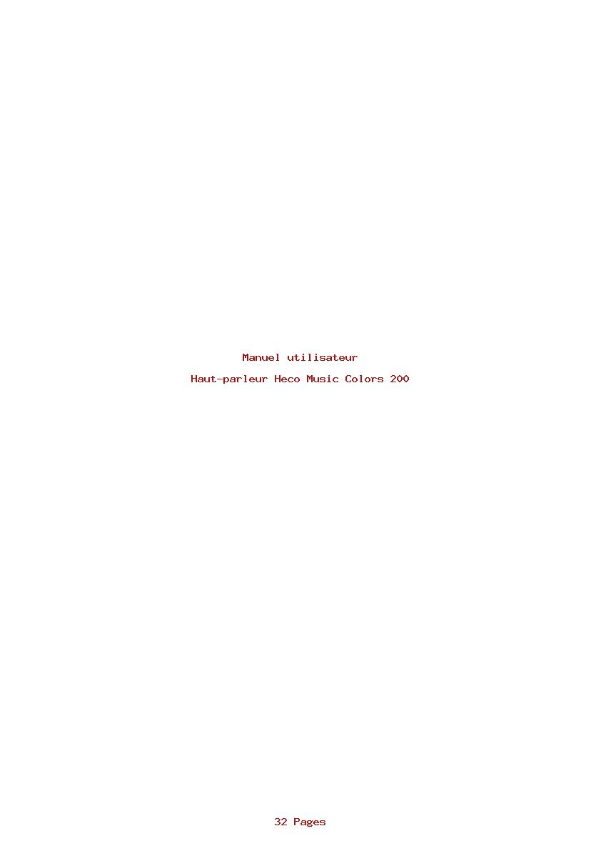 Page 1 de la notice Manuel utilisateur Heco Music Colors 200