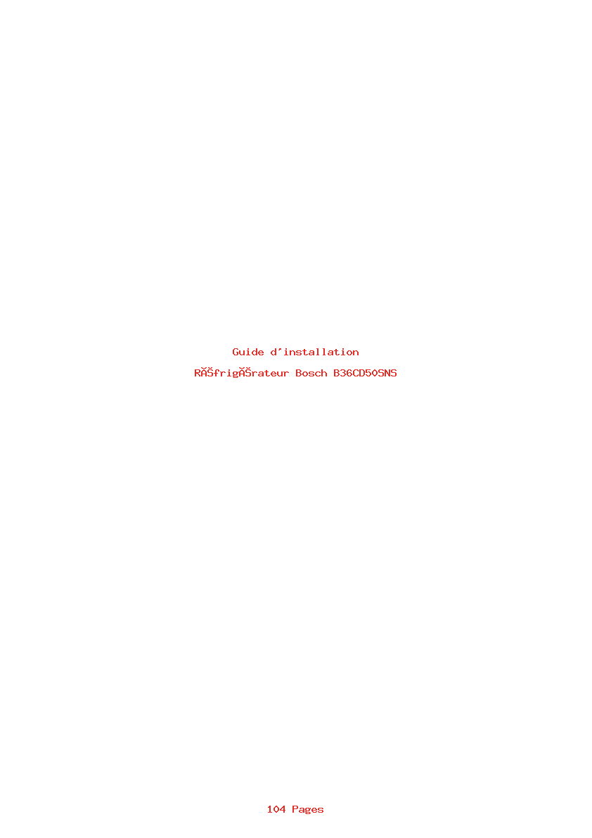 Page 1 de la notice Guide d'installation Bosch B36CD50SNS
