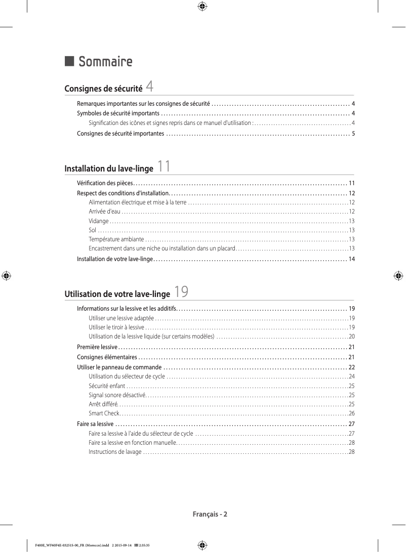 Página 1 del manual Guía de instalación Samsung WF80F5EHW4X