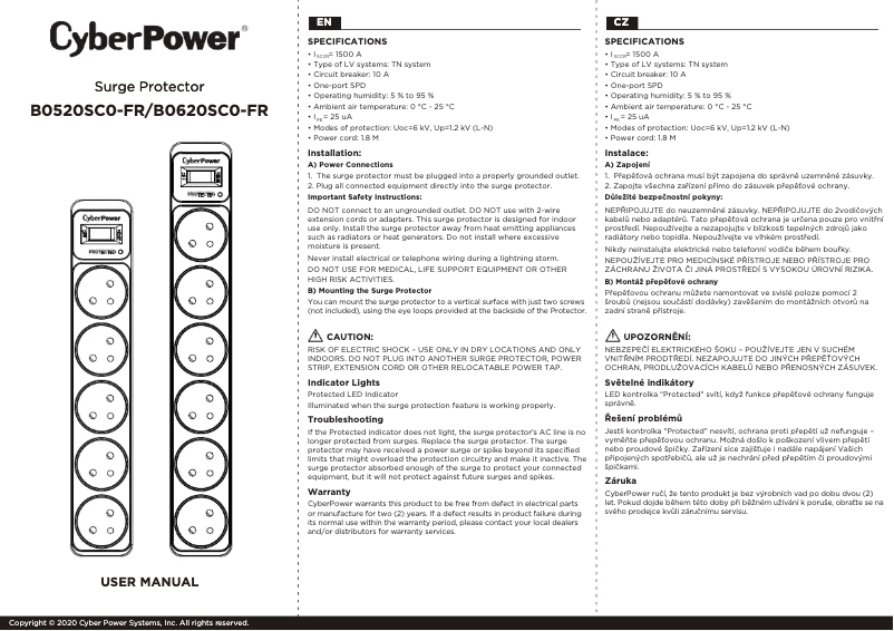 Page 1 de la notice Manuel utilisateur CyberPower B0620SC0-FR