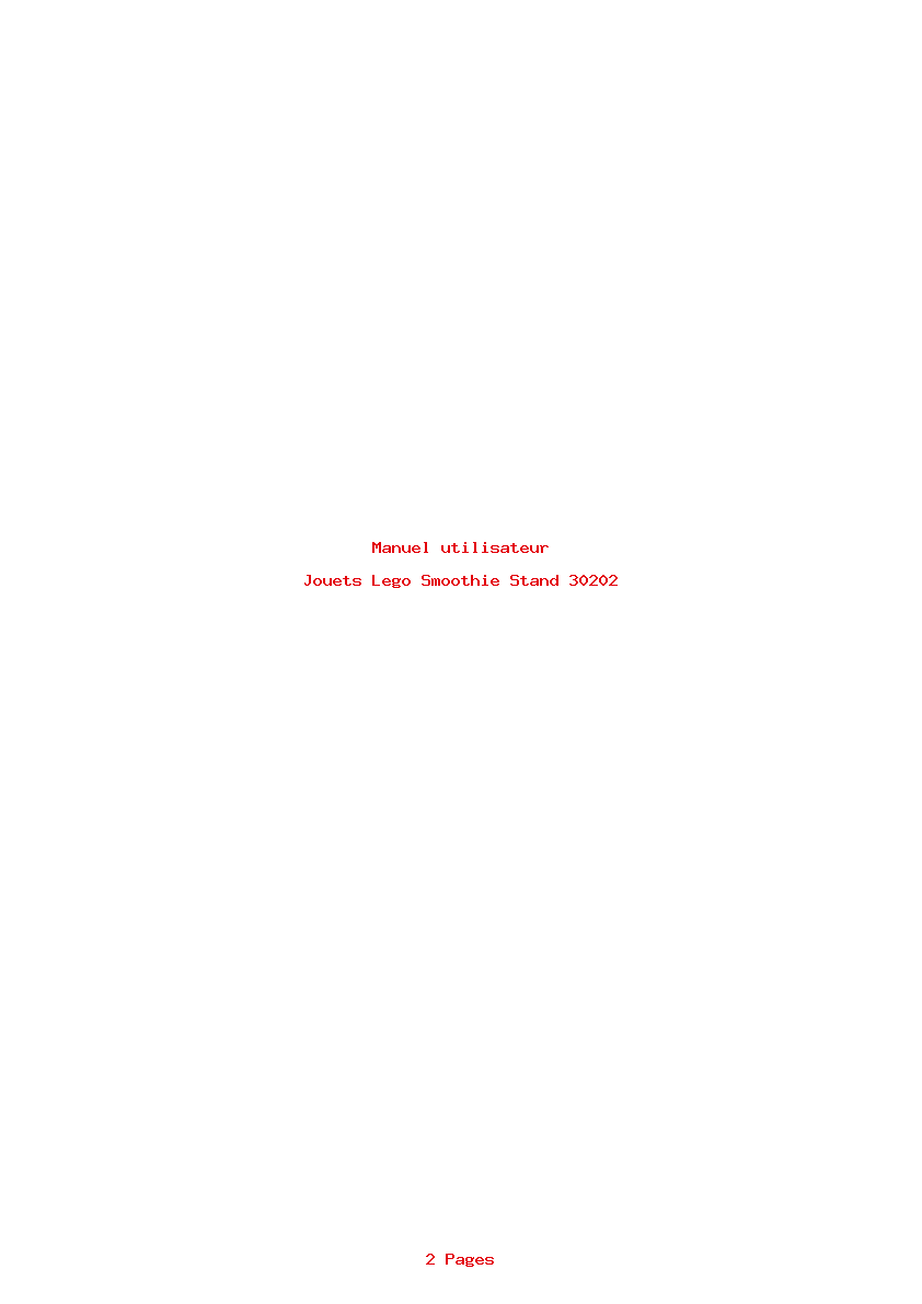 Page 1 de la notice Manuel utilisateur Lego Smoothie Stand 30202