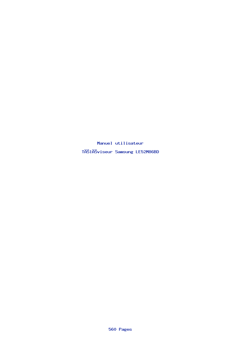 Page 1 de la notice Manuel utilisateur Samsung LE52M86BD