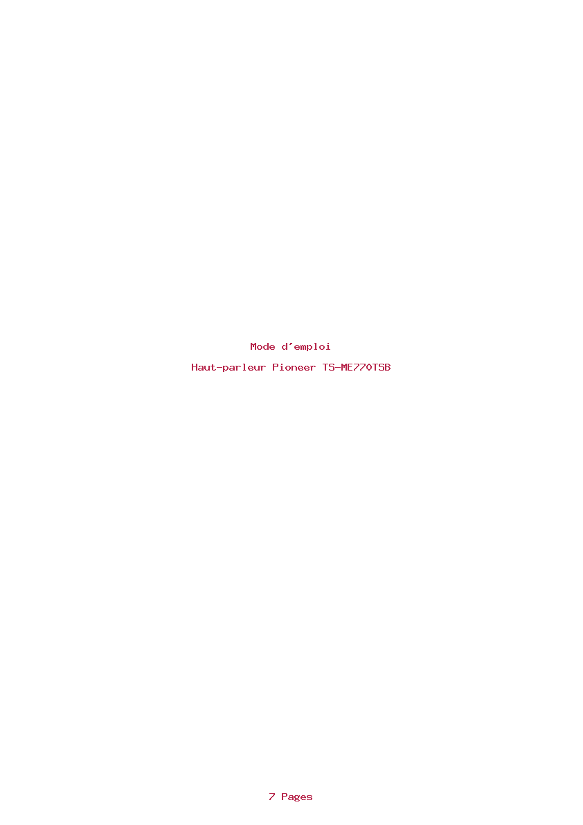 Page 1 de la notice Mode d'emploi Pioneer TS-ME770TSB