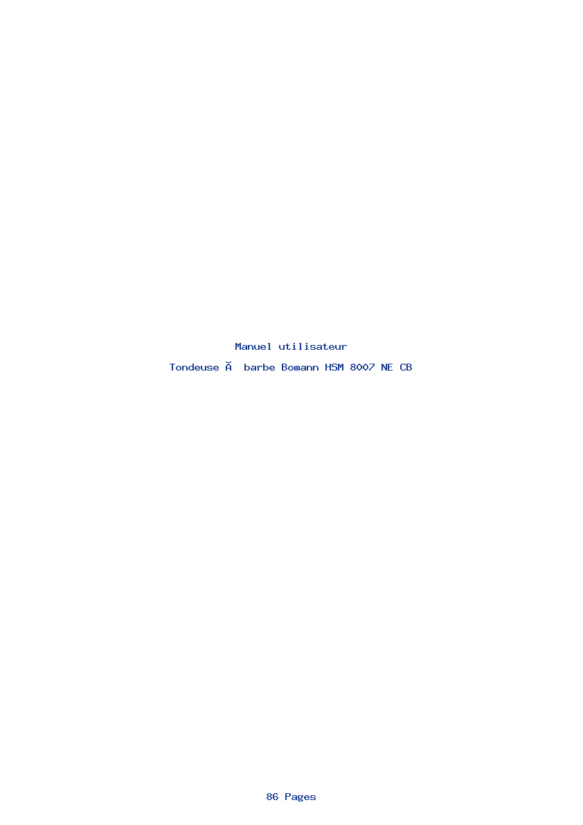 Page 1 de la notice Manuel utilisateur Bomann HSM 8007 NE CB