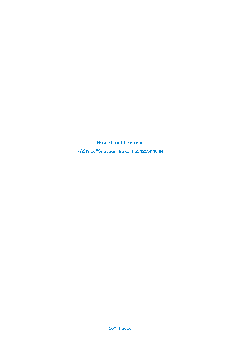 Page 1 de la notice Manuel utilisateur Beko RSSA215K40WN