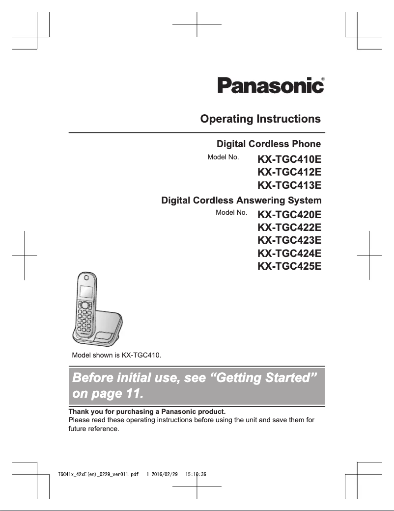 Página 1 del manual Manual de usuario Panasonic KX-TGC420E