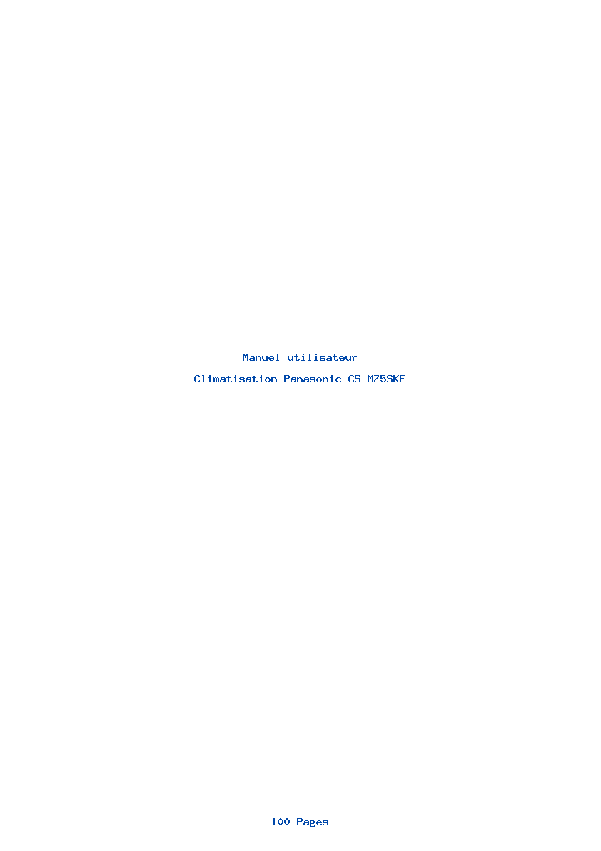Page 1 de la notice Manuel utilisateur Panasonic CS-MZ5SKE