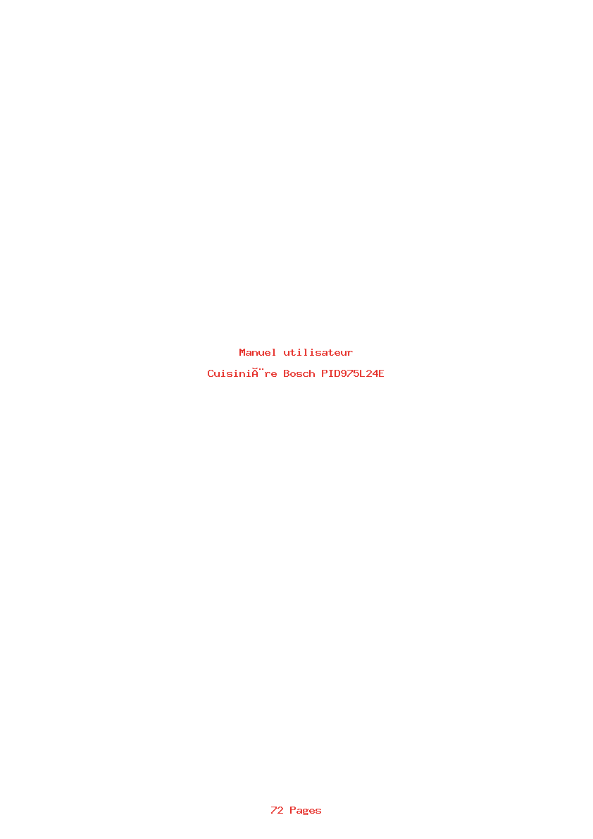 Page 1 de la notice Manuel utilisateur Bosch PID975L24E