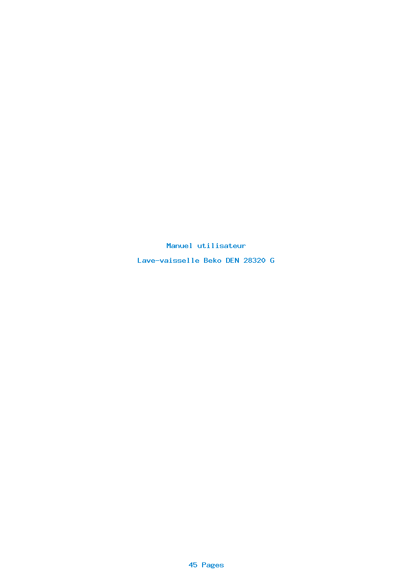 Page 1 de la notice Manuel utilisateur Beko DEN 28320 G