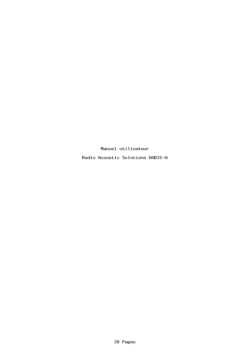 Page 1 de la notice Manuel utilisateur Acoustic Solutions DAB31-A