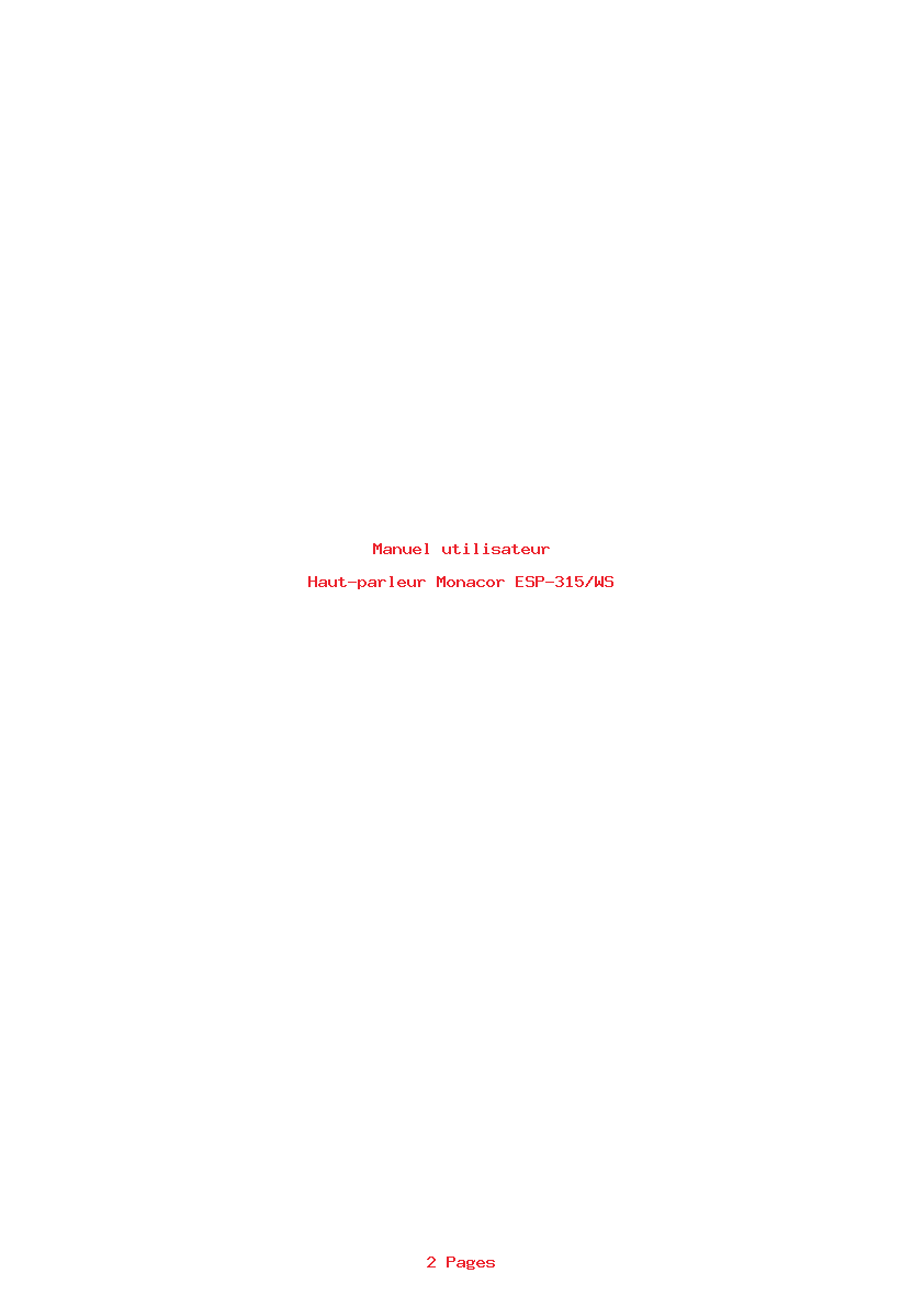 Page 1 de la notice Manuel utilisateur Monacor ESP-315/WS