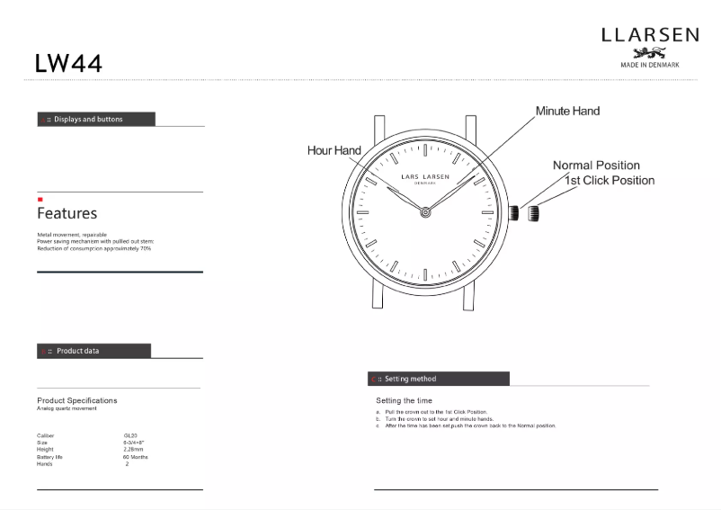 Page 1 de la notice Manuel utilisateur Lars Larsen JOSEPHINE 144GWBL