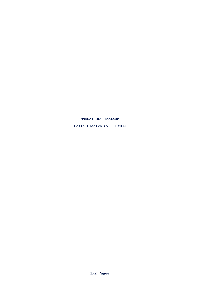 Page 1 de la notice Manuel utilisateur Electrolux LFL316A