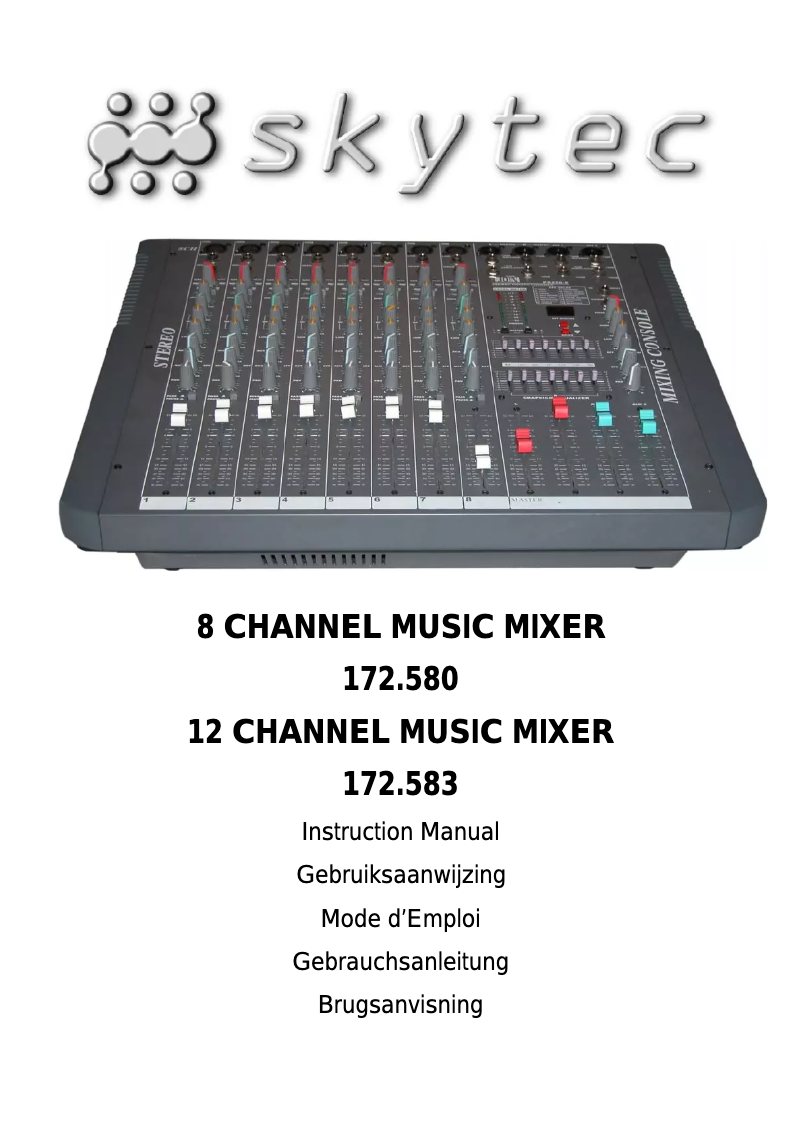 Page 1 de la notice Manuel utilisateur Skytec 12 CHANNEL MUSIC MIXER