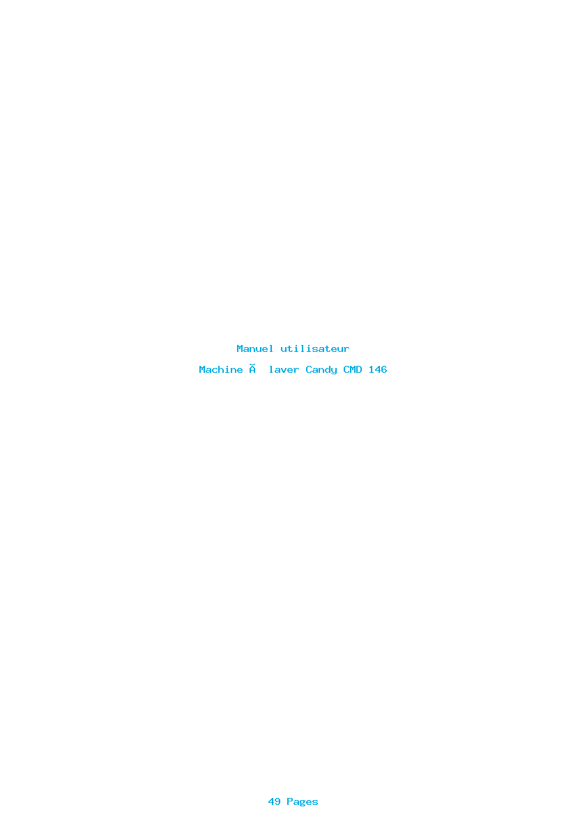 Page 1 de la notice Manuel utilisateur Candy CMD 146