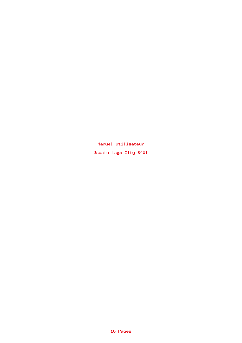 Page 1 de la notice Manuel utilisateur Lego City 8401