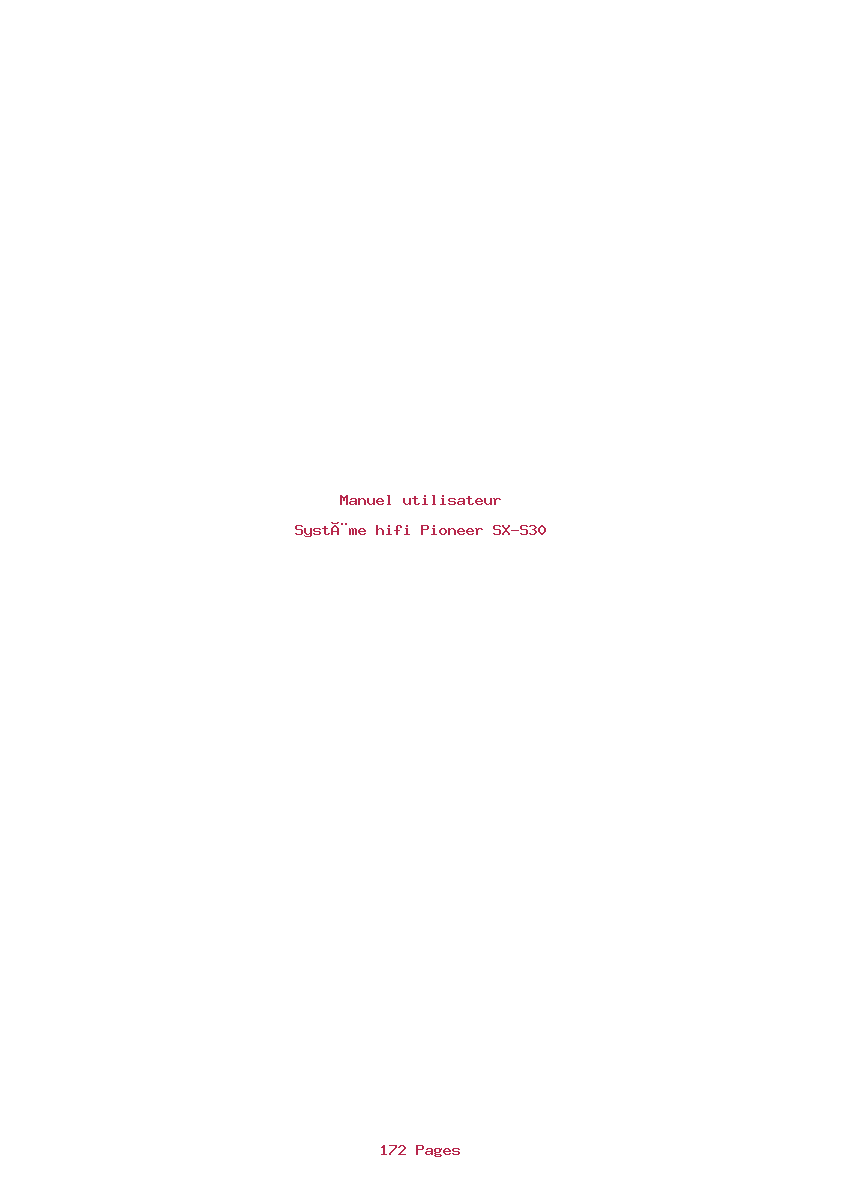 Page 1 de la notice Manuel utilisateur Pioneer SX-S30