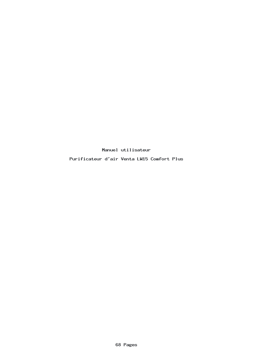 Page 1 de la notice Manuel utilisateur Venta LW15 Comfort Plus