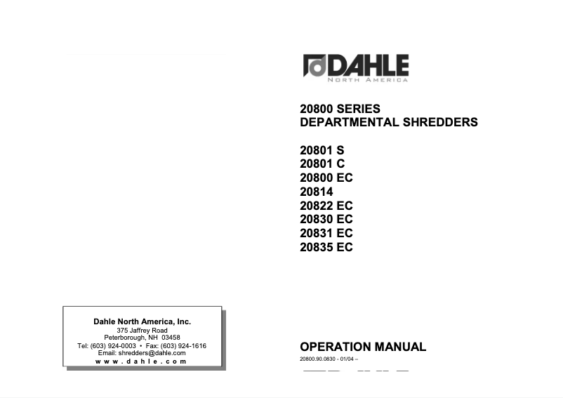 Page 1 de la notice Manuel utilisateur Dahle 20822