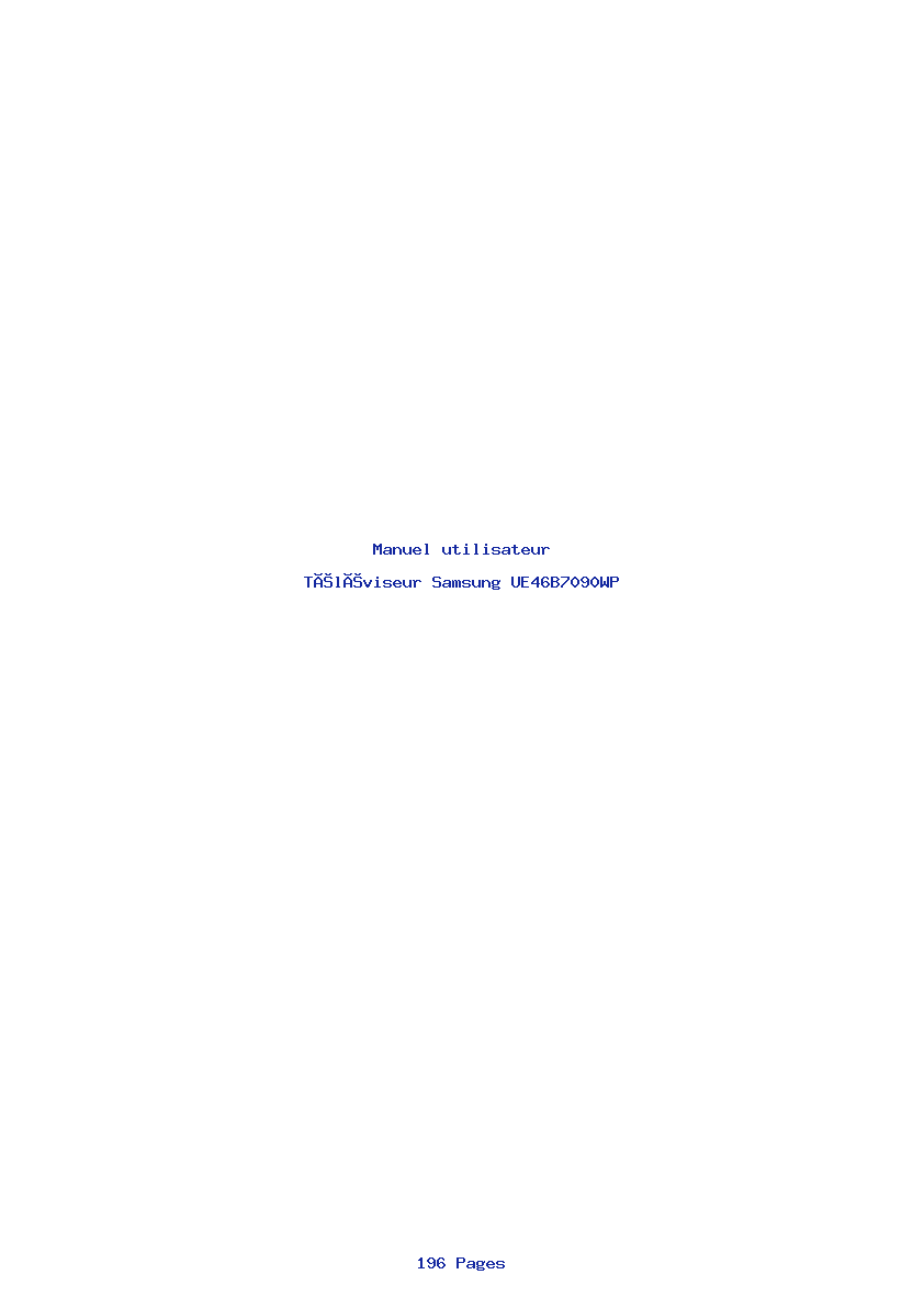 Page 1 de la notice Manuel utilisateur Samsung UE46B7090WP