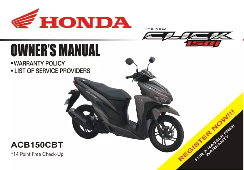 Page 1 de la notice Manuel utilisateur Honda CLICK150i (2020)