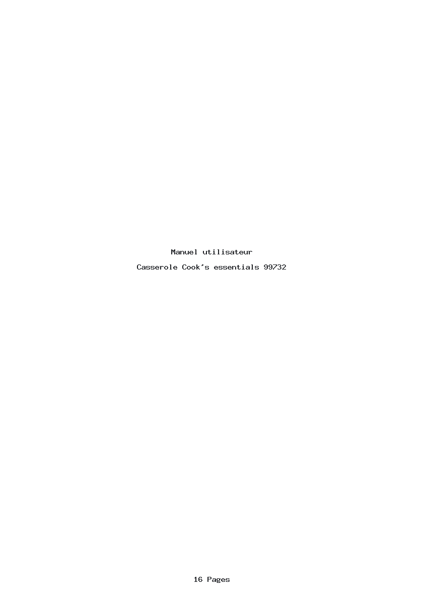 Page 1 de la notice Manuel utilisateur Cook's essentials 99732