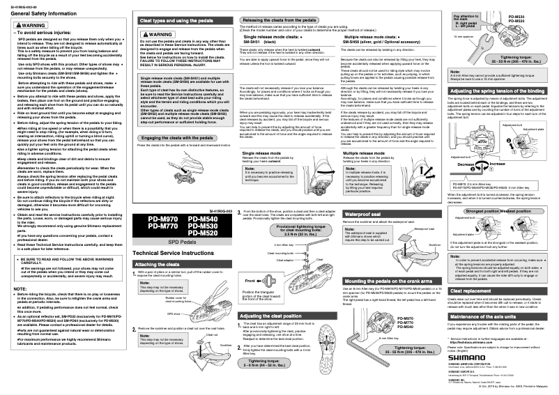 Página 1 del manual Manual de usuario Shimano PD-M520