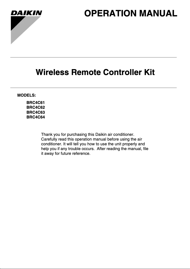 Página 1 del manual Manual de usuario Daikin BRC4C62-9