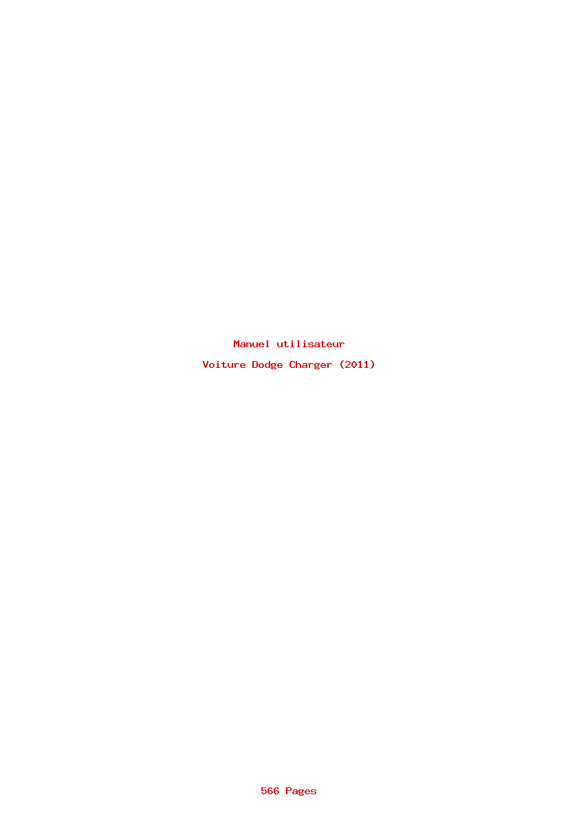 Page 1 de la notice Manuel utilisateur Dodge Charger (2011)