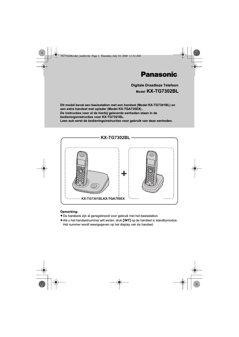 Página 1 del manual Manual de usuario Panasonic KX-TG7302